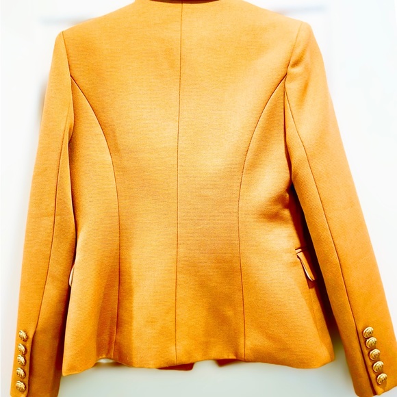 WOMEN BLAZER CAMEL WITH GOLD BUTTON Balmain Style NEW Size M - Picture 2 of 6